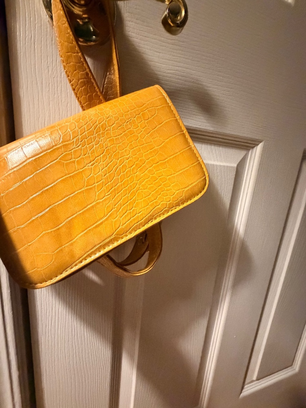 Faux Croc-print belted bag